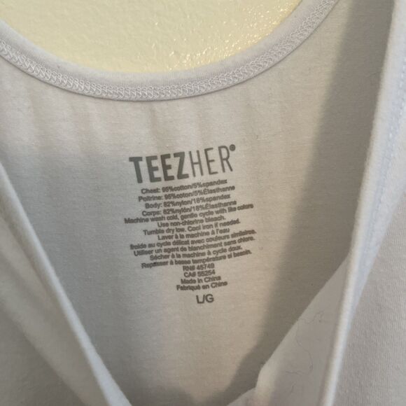 TEEZ HER Scoopneck Tummy Control Shapewear Slimming Tank Top, White- L - Picture 4 of 7